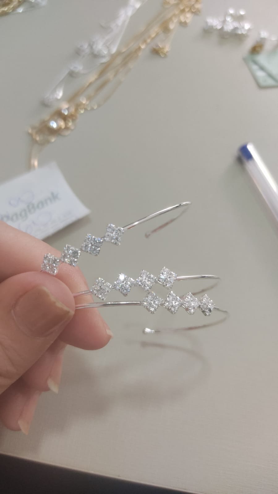 Bracelete P. com zirc. formando quadrados